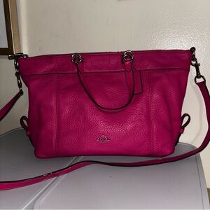 Coach Pink Lenox Pebbled Leather Satchel